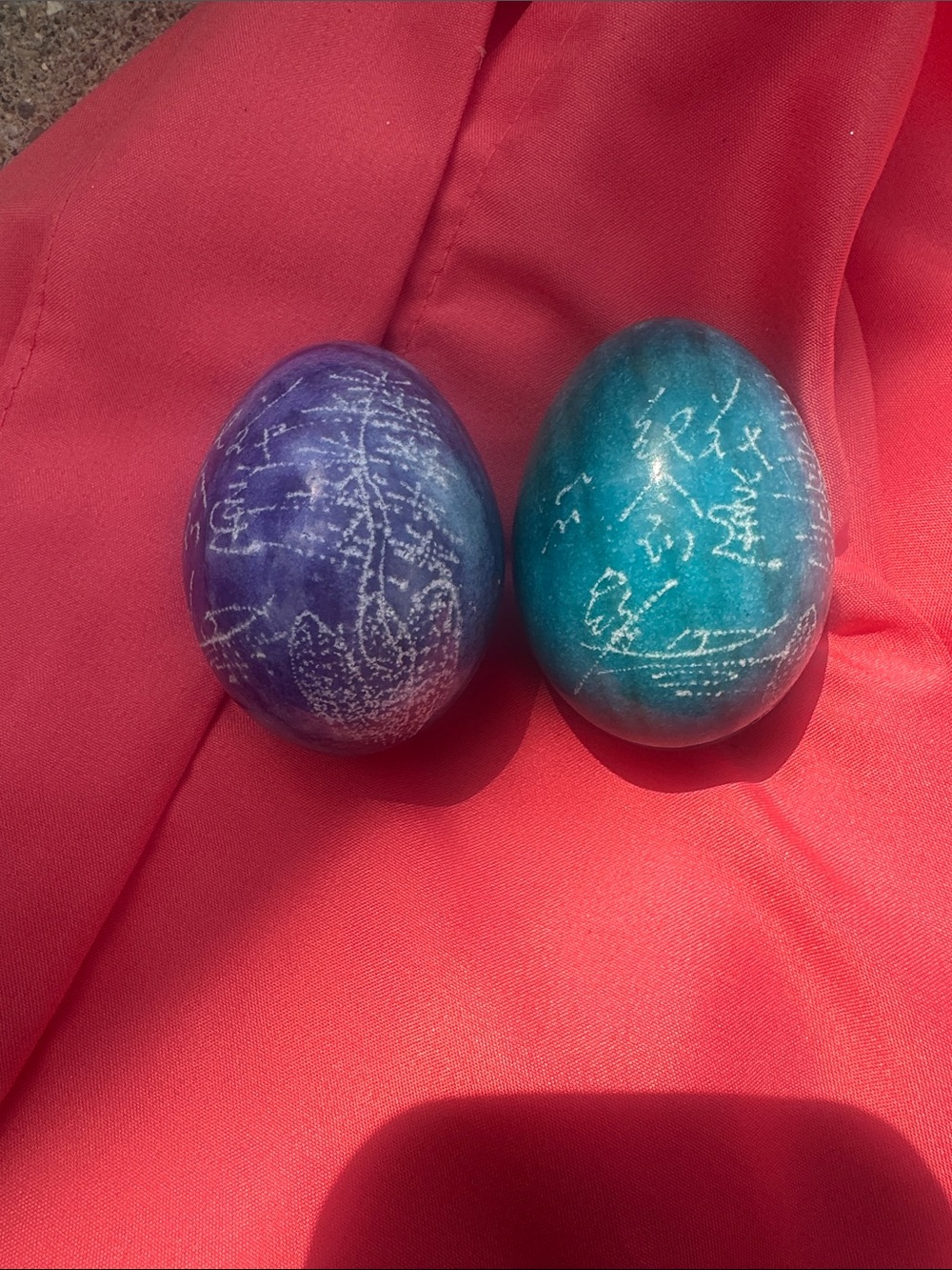 Decorative Teal and Purple Dyed Egg Accents